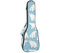 Ukulele Bag Ursa Minor Polar Bear Pattern Ukulele Case para Soprano Tenor Concierto 23 pulgadas 10MM Grueso suave acolchado correas ajustables Gig Bag