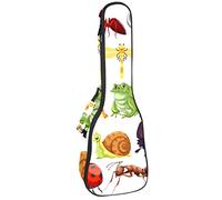Ukulele Bag Varios animales Parttern Pattern Ukulele Case para Soprano Tenor Concierto 23 pulgadas 10MM Grueso suave acolchado correas ajustables Gig Bag