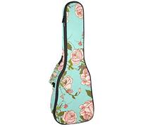 Ukulele Bag Vintage Pink Roses Romántico Azul Ukulele Caso para Soprano Tenor Concierto 23 pulgadas 10MM Grueso suave acolchado correas ajustables Gig Bag