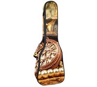 Ukulele Bag Vintage Pirate Skull Brújula Treasures Patrón Ukulele Caso para Soprano Tenor Concierto 23 pulgadas 10MM Grueso suave acolchado correas ajustables bolsa