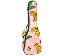 Ukulele Bag Walking Tiger In The Jungle Ukulele Case para Soprano Tenor Concierto 23 pulgadas 10MM Grueso suave acolchado correas ajustables Gig Bag