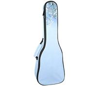 Ukulele Bag White Baby Breath Flowers On Sky Blue Fondo Patrón Ukulele Caso para Soprano Tenor Concierto 23 pulgadas 10MM Grueso suave acolchado correas ajustables bolsa