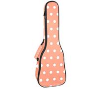Ukulele Bag White Polka Dots On Coral Red Fondo Patrón Ukulele Caso para Soprano Tenor Concierto 23 pulgadas 10MM Grueso suave acolchado correas ajustables bolsa