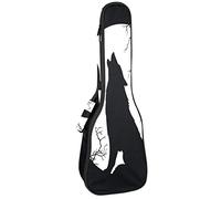 Ukulele Bag Wolf Howling At The Moon Ukulele Case para concierto Soprano Tenor 23 pulgadas 10MM Grueso suave acolchado correas ajustables Gig Bag