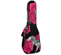 Ukulele Bag Zebra Animal Flower Pattern Ukulele Case para Soprano Tenor Concierto 23 pulgadas 10MM Grueso suave acolchado correas ajustables Gig Bag