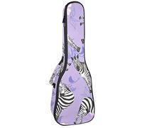 Ukulele Bag Zebra Animal Pattern Purple Pattern Ukulele Case para Soprano Tenor Concierto 23 pulgadas 10MM Grueso suave acolchado correas ajustables Gig Bag