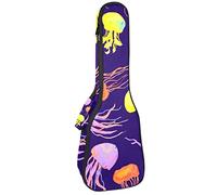 Ukulele Bolsa colorida de medusas Sealife para ukelele Soprano Tenor Concierto 23 pulgadas 10MM Grueso suave acolchado correas ajustables bolsa