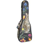 Ukulele Bolsa de acuarela Canguro Flor Ukulele Caso para Soprano Tenor Concierto 23 pulgadas 10MM Grueso suave acolchado correas ajustables Gig Bag