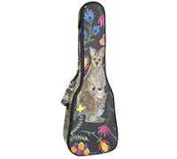 Ukulele Bolsa de acuarela Canguro Flor Ukulele Caso para Soprano Tenor Concierto 23 pulgadas 10MM Grueso suave acolchado correas ajustables Gig Bag