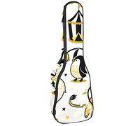 Ukulele Bolsa de dibujos animados Circus Animal Lion Tiger Penguin Divertido Ukulele Caso para Soprano Tenor Concierto 23 pulgadas 10MM Grueso suave acolchado correas ajustables bolsa de concierto