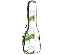 Ukulele bolsa de dibujos animados verde saltamontes langosta patrón de insectos Ukulele caso para concierto soprano tenor 23 pulgadas 10 mm grueso suave acolchado correas ajustables bolsa