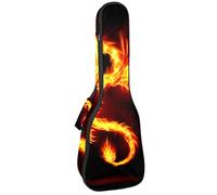 Ukulele Bolsa de dragón de fuego con alas símbolo de sabiduría Ukulele caso para concierto soprano tenor de 23 pulgadas, 10 mm de grosor, suave acolchado correas ajustables bolsa de concierto