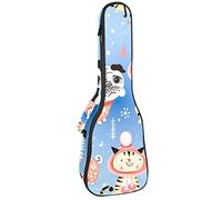 Ukulele bolsa lindo animal de dibujos animados Pog Pug con patrón de gatos Ukulele caso para concierto Soprano Tenor 23 pulgadas 10MM grueso suave acolchado correas ajustables bolsa de concierto