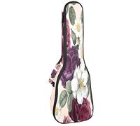 Ukulele Bolsa romántica Floral Peony Big Flower Pattern Ukulele Caso para Soprano Tenor Concierto 23 pulgadas 10MM Grueso suave acolchado correas ajustables Gig Bag