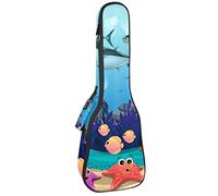 Ukulele Bolsa subacuática Estrella de mar Coral Ukulele Caso para Soprano Tenor Concierto 23 pulgadas 10MM Grueso suave acolchado correas ajustables Gig Bag