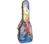 Ukulele Bolsa subacuática Vida Tortuga pez Caballito de mar y Coral Ukulele Caso para Soprano Tenor Concierto 23 pulgadas 10MM Grueso suave acolchado correas ajustables bolsa