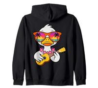 Ukulele de pato vibraciones de verano hawaianas Sudadera con Capucha