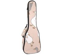 Ukulele - Funda para ukelele de gansos grises y blancos para concierto de tenor soprano, 23 pulgadas, 10 mm de grosor, suave acolchado correas ajustables bolsa
