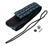 Ukulele Strap for Adults & Juniors | Adjustable 70-120cm No - Drill Clip - On | Ethnic Pattern Cotton Strap for Ukulele/Small Guitar (Azul)