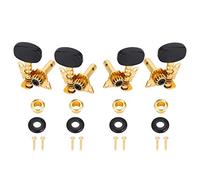 Ukulele Tuning Pegs 2L2R | Black Button Gold Classical Style Machine Heads | Replace Rusty/Broken Tuners | 1:14 Copper Alloy Gears for Accurate Tuning
