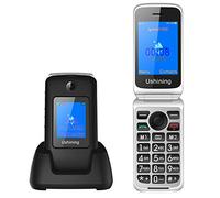 ukuu 3G Telefono Movil para Mayores 2,8"+1,8" Dual Pantalla Telefonos Móvil con Tapa Teclas Grandes Dual SIM Desbloqueo Alto Volumen 1200mAh y Base Cargadora (Negro)