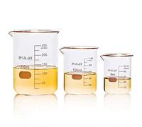 ULAB Scientific UBG1001 - Juego de vasos de vidrio, 3 tamaños, 50 ml, 100 ml, 250 ml, 3.3 Boro Griffin de forma baja con graduación impresa, UBG1001
