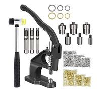 Ulable Prensa de Ojales Profesional de Hierro Fundido con Martillo, Máquina Manual de Ojales y Remaches, Remachadora con Kit de 1500 Ojales 6 mm, 10 mm y 12 mm para Lona, Cuero, Toldos y Tela