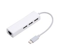 ulafbwur Adaptador portátil USB/Tipo-C 3 USB2.0 Puerto Hub RJ45 LAN Tarjeta de Red Adaptador Ethernet