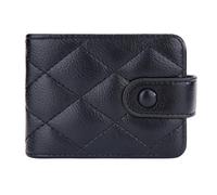 ulafbwur Bolsa de maquillaje impermeable para lápiz labial con espejo, portátil, mini rombo Stitch de color sólido, piel sintética, organizador de cosméticos, bolsa de viaje, Negro -, L