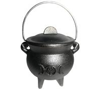 ulafbwur Bruja ardiente olla de bruja de Halloween con tapa, resistente al calor, portátil, para quemar incienso, mini caldero de hierro fundido, decoración de fiesta B