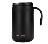 ulafbwur Taza de café de 500 ml, taza de viaje aislada con asa de tapa, taza térmica portátil reutilizable para bebidas calientes/frías, taza de café de acero inoxidable, tazas de café con leche