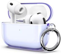 ULAK Funda Compatible con AirPods Pro 3, Funda Fina con mosquetón, TPU a Prueba de Golpes Transparente Simple [LED Frontal Visible] Compatible con AirPods Pro 3 - Morado