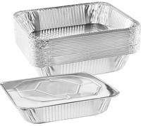 Ulalaza 10 PCS Cuadradas 32.5X26.2X6.3cm Bandejas Desechables de Papel de Aluminio Bandejas para Asar Contenedores para Hornear Cocinar Almacenamiento de Alimentos Congelados