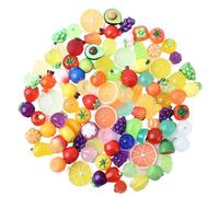 Ulalaza 100pcs Resina Mini Fruta Snacks Slime Encantos Conjunto Mezclado Artesanías Accesorios DIY Miniatura Diseño de la Escena Micro Decoración del Hogar