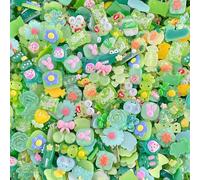 Ulalaza 100pcs Resina Mini Ornamento Artesanías Accesorios Lindo Slime Encantos Conjunto Mezclado para Creatividad Hecho a Mano DIY Diseño de la Escena Micro Decoración del Hogar