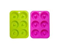 Ulalaza 2 moldes para rosquillas antiadherentes, 6 cavidades, Silicona, Molde para rosquillas para Hornear, sin BPA, Bandeja de Hojas, Horno, microondas, lavavajillas, congelador