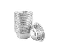 Ulalaza 30 bandejas redondas desechables de papel de aluminio de 11 x 7,4 cm, bandejas para asar, recipientes para hornear, cocinar, almacenar alimentos congelados