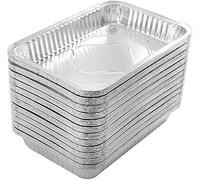 Ulalaza 30 PCS Bandejas cuadradas de papel de aluminio desechables de 21,5 x 16 x 5 cm Bandejas para asar en ollas de papel de aluminio Contenedores para hornear Cocinar Almacenamiento de alimentos