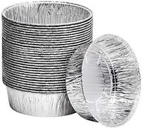 Ulalaza 30 PCS Bandejas Redondas de Papel de Aluminio Desechables de 18,3X6,5 cm Bandejas para Asar en Olla de Papel de Estaño Contenedores para Hornear Cocinar Almacenamiento de Alimentos Congelados