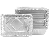 Ulalaza 30 PCS Cuadradas 17.5X11.1X4.2cm Bandejas Desechables de Papel de Aluminio Bandejas para Asar Contenedores para Hornear Cocinar Almacenamiento de Alimentos Congelados