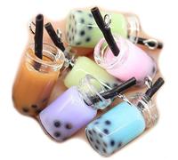 Ulalaza 30pcs Resina Mini Ornamento Bebidas Tortas Artesanía Accesorios Slime Encantos Conjunto Mixto DIY Miniatura Diseño de la Escena Micro Decoración del Hogar