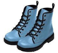 Ulalaza Botas Militares Estampadas para Mujer Botas de Caña Media Lisas y Bicolor con Cordones y Suela Gruesa para uso Diario y Informal