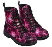 Ulalaza Botas Militares Vintage para Mujer con Estampado Floral con Cordones de Caña Media Botines Retro con Diseño Floral Ideales para Caminar