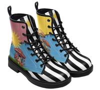 Ulalaza Botines de Mujer con Estampado de Setas Tacón bajo Redondeado y Plataforma con Cordones Ideales para el día a día y para Salir de Fiesta