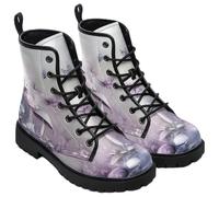 Ulalaza Botines de Mujer con Estampado de Setas Tacón bajo Redondeado y Plataforma con Cordones Ideales para el día a día y para Salir de Fiesta