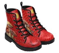 Ulalaza Botines de Mujer con Estampado de Setas Tacón bajo Redondeado y Plataforma con Cordones Ideales para el día a día y para Salir de Fiesta