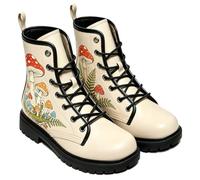 Ulalaza Botines de Mujer con Estampado de Setas Tacón bajo Redondeado y Plataforma con Cordones Ideales para el día a día y para Salir de Fiesta