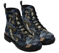 Ulalaza Botines de Mujer con Estampado de Setas Tacón bajo Redondeado y Plataforma con Cordones Ideales para el día a día y para Salir de Fiesta