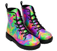 Ulalaza Botines de Mujer con Estampado de Setas Tacón bajo Redondeado y Plataforma con Cordones Ideales para el día a día y para Salir de Fiesta