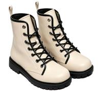Ulalaza Botines de Mujer con Estampado de Setas Tacón bajo Redondeado y Plataforma con Cordones Ideales para el día a día y para Salir de Fiesta